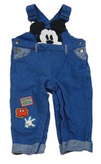 Modré teplákové laclové kalhoty s Mickeym a nášivkami Disney