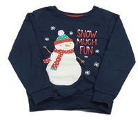 Tmavomodrá mikina se sněhulákem