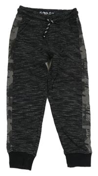 Černé melírované tepláky s army pruhem