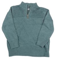 Zelený svetr s žebrováním Okaidi