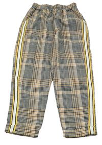 Černo-bílo-medové kostkované kalhoty s pruhy Reserved