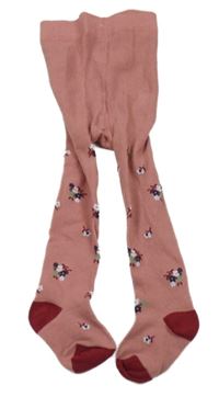 Starorůžové květované punčocháče Primark