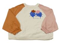 Béžovo-starorůžovo-hnědá oversize mikina s jahodami Next