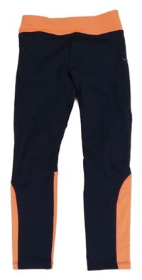 Tmavomodro-korálové sportovní legíny