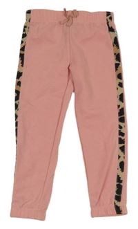 Růžové tepláky se vzorovaným pruhem