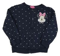 Tmavomodrá puntíkatá propínací mikina s Minnie Disney