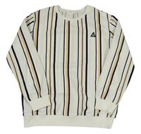 Bílo-černo-meruňková pruhovaná mikina s nášivkou Shein