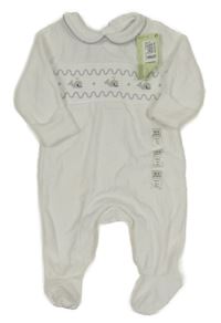 Nové - Bílý sametový overal s velrybami a límečkem M&S