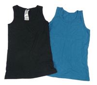 2x tílko - petrolejové + černé