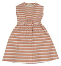 Bílo-oranžovo-hnědé pruhované šaty s průstřihem Garcia