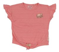 Růžové pruhované tričko se slonem Staccato