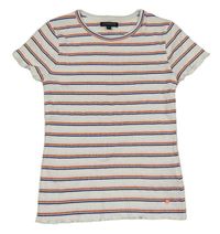 Bílo-modro-medové pruhované žebrované tričko Staccato