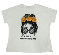 Bílé tričko s dívkou Shein