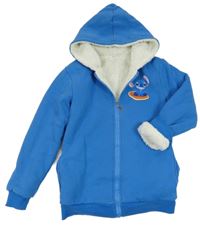 Modrá zateplená propínací mikina se Stitchem a kapucí