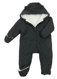 Antracitová tepláková zateplená kombinéza s kapucí Ergee