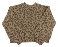 Hnědý květovaný crop svetr Primark