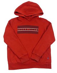 Červená mikina s logem a kapucí Jack & Jones