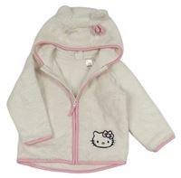 Bílá chlupatá podšitá propínací mikina s Hello Kitty a kapucí H&M
