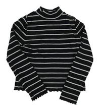 Černo-stříbrné pruhované crop triko M&S