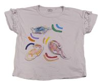 Lila tričko s 3D dinosaury Next