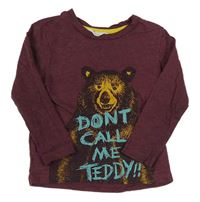 Vínová mikina s medvědem a nápisem H&M