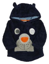 Tmavomodrá chlupatá mikina s čumákem a kapucí Liegelind