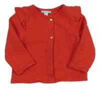 Červená propínací lehká mikina s volánky 