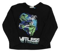 Černé pyžamové triko s dinem 