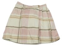 Smetanovo-růžová kostkovaná vlněná sukně F&F