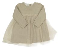 Zlaté vzorované šaty s tylem Zara