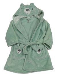 Mintový chlupatý župan s kapucí - medvěd C&A