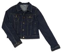 Tmavomodrá crop riflová bunda 