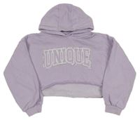 Lila crop mikina s nápisem a kapucí Tu
