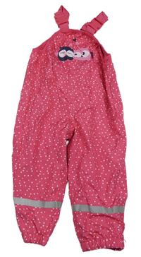 Růžové vzorované šusťákové laclové kalhoty se sovami Topomini