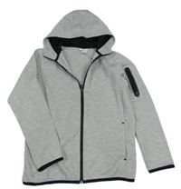 Šedá melírovaná propínací mikina s kapucí H&M