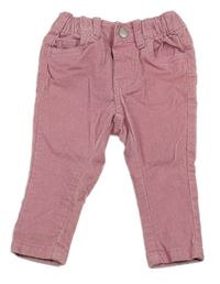 Růžové třpytivé manšestrové kalhoty Ergee