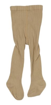 Světlebéžové žebrované punčocháče 