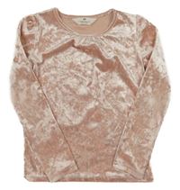 Světlerůžové sametové triko H&M