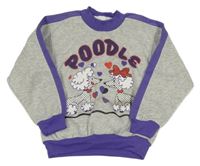 Šedo-fialová mikina s pudlíky 