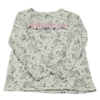 Bílé vzorované triko s jednorožci Dopodopo