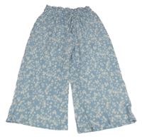 Světlemodré květované široké culottes kalhoty Next