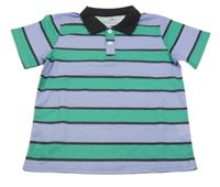 Fialovo-zelené pruhované polo tričko 