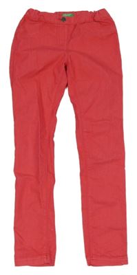 Malinové plátěné skinny kalhoty Benetton