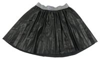 Černá koženková skládaná sukně George