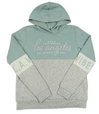 Šedo-světlemodrá mikina s nápisem a kapucí Page one young