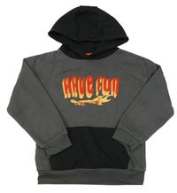 Tmavošedo-černá mikina s nápisem a kapucí Primark