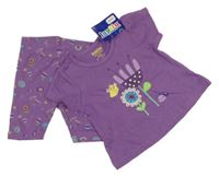 Nové - 2 set - fialové tričko s květinou + kraťasy s kvítky Lupilu