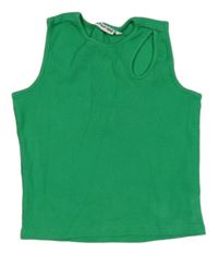 Zelený žebrovaný crop top 