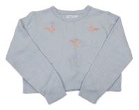 Světlemodrý crop svetr s motýlky Primark