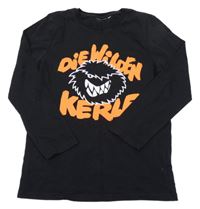 Černé triko s nápisem a příšerou 